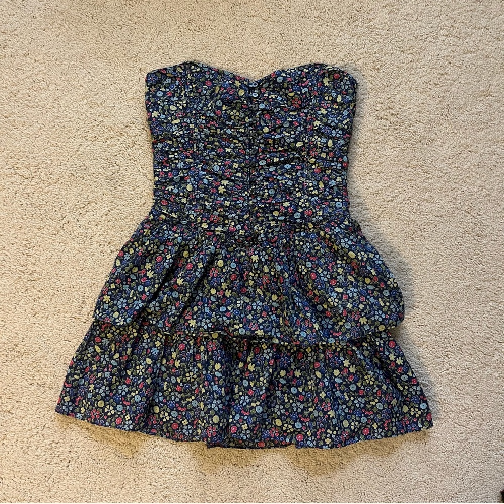Abercombie and fitch floral strapless ruffled mini dress